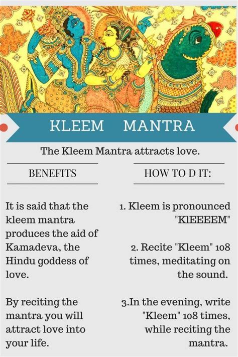 Mm - means one that brings love, prosperity, abundance, and happiness. . Kleem mantra benefits